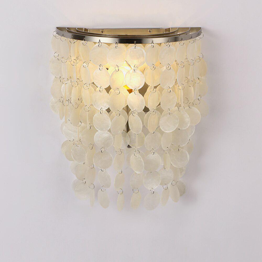 Modern Simple White Natural Shell Loft LED E27 Wall Lights Living Room Bedside Lighting Wall Lamp