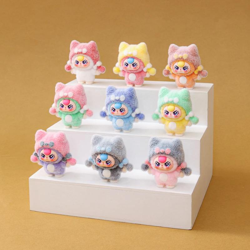 9 adet/10 adet Set Babythree Figür Oyuncak Mini Kedi Figür Masaüstü Dekorasyonu Model Süsler Oyuncaklar Erkek Kız Noel Hediyeleri
