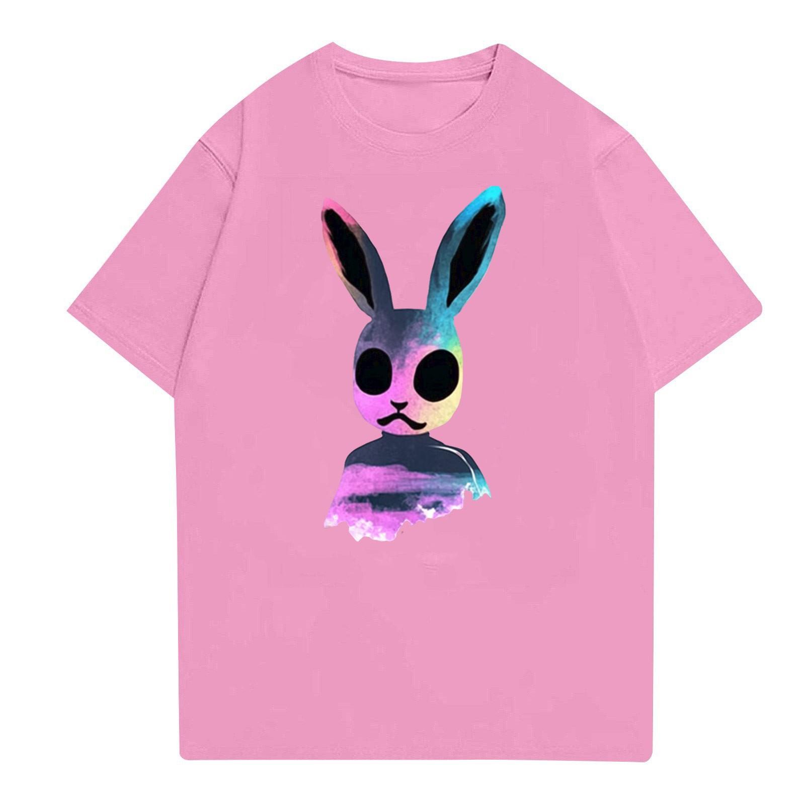 

Пасха - мужская повседневная мешковатая футболка с принтом кролика, круглый вырез, пуловер, топ с короткими рукавами L розовый