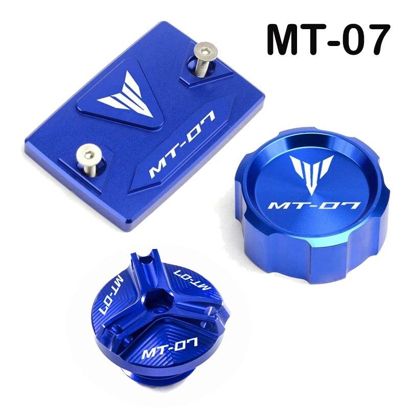 For Yamaha MT09 mt 09 07 2014- MT07 -2023 Accessories Motorcycle Front and Rear Brake Tank Cap + Engine Oil Filler Cap