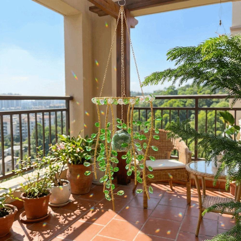 Rainbow Makers Willow Wind Bell Handmade Plant Crystal Decor Funny Sun Catcher Chandelier  Garden