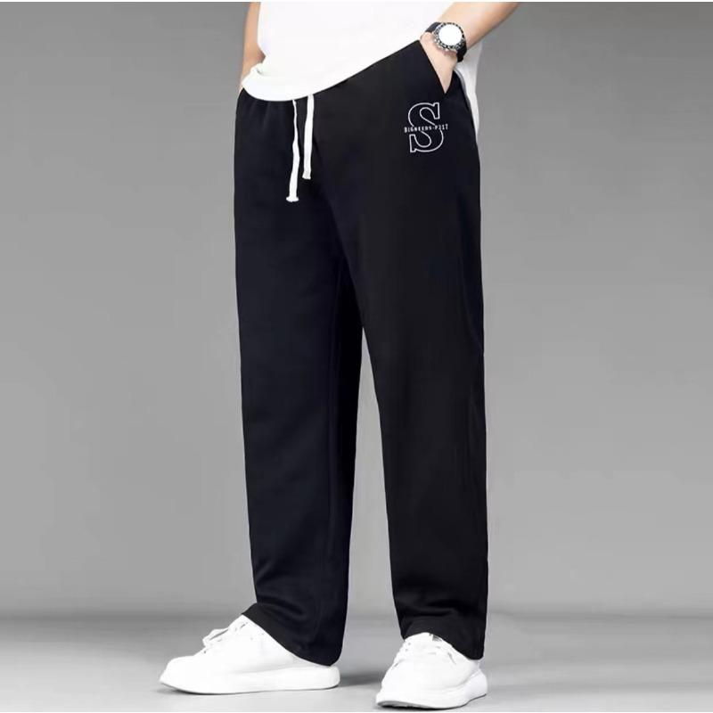 Trendy Oversized Men's Loose-Fit Straight-Leg Wide-Leg Casual Stretch Sports Trousers with Drape