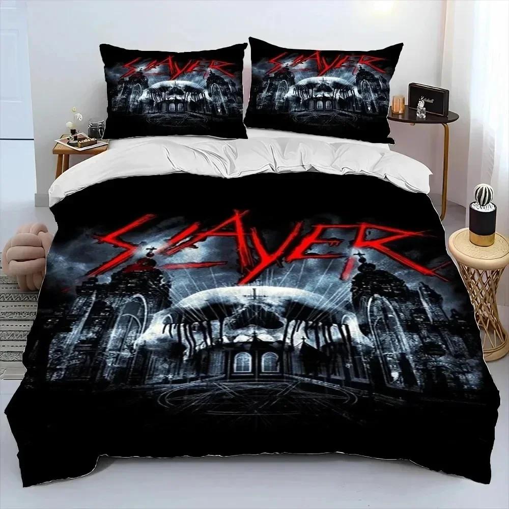 3D Print Slayer Heavy Metal Band Music Comfortable Duvet Cover Pillowcase Bedding Set Children Bedroom Decoration Home Textile