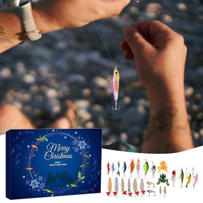 Fishing Countdown Calendar 24 Days Fish Bait Countdown Calendar Realistic Christmas Lures For Kayak Inshore Salmon Lake Catfish
