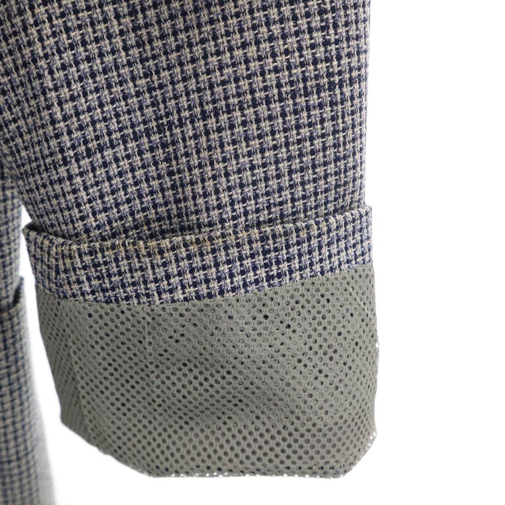 LANVIN 90s Old Check Pattern tailored jacket 46-54 Navy Ancon Men's Used