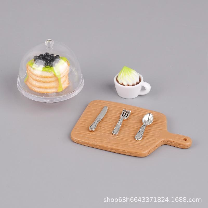 Puppenhaus Simulation Miniatur Essen Spieltablett Kaffee Kuchen Modell Zubehör Puppenhaus Spielzeug