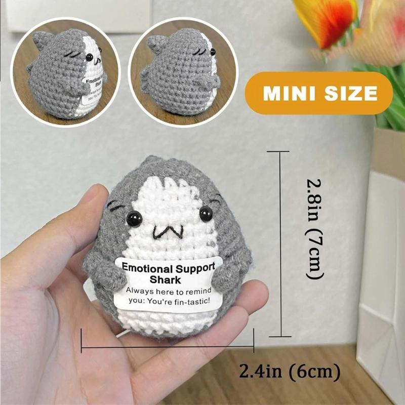 Handmade Cute Positive Vibes Shark Toy for Car Mirror Hanging Ornament Promotes Joy and Relaxation Driving Experience