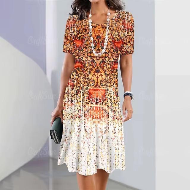 Elegante vestito t-shirt a maniche corte moda vacanza al mare abiti midi donna abbigliamento stampa 3D