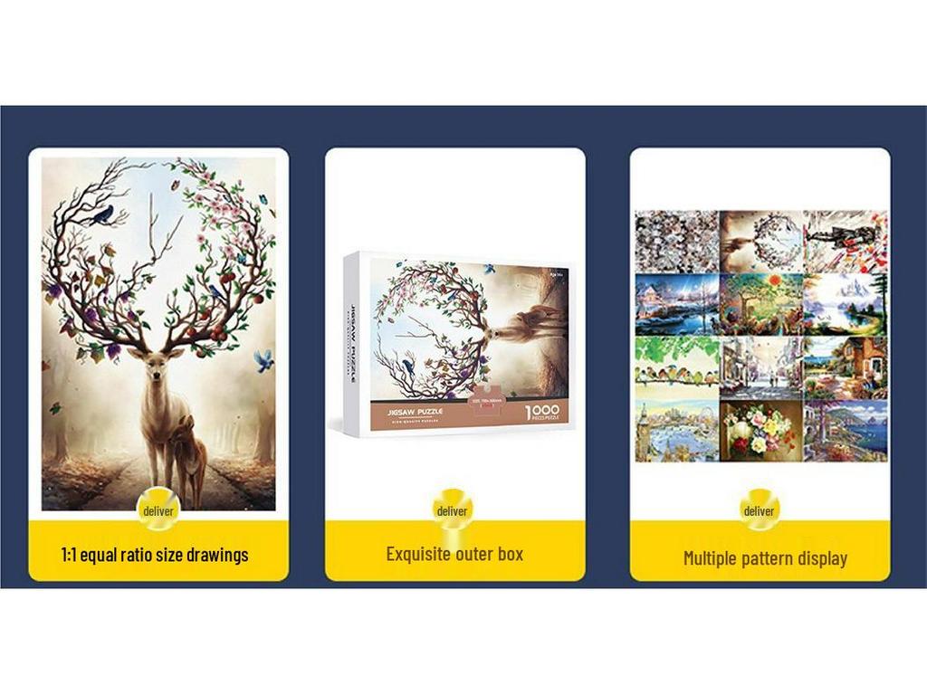 Adult Jigsaw Puzzle - 1000 Pieces, 70x50 CM White Cardboard