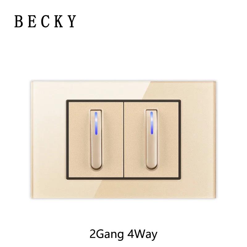 118 Type Gold Piano Key Tempered Glass Reset Switch Fashionable Switch Socket Universal Socket Home Hotel Office Decoration