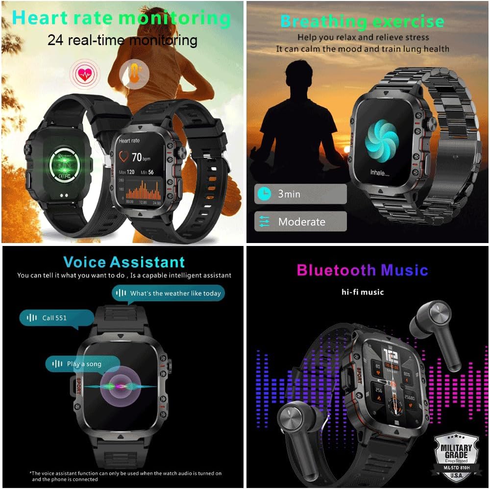 2024 Smart Watch 1.96 Inch Large Screen HD Bluetooth Call SOS Voice Assistant Men Women Smartwatch Sports Fitness Tracker