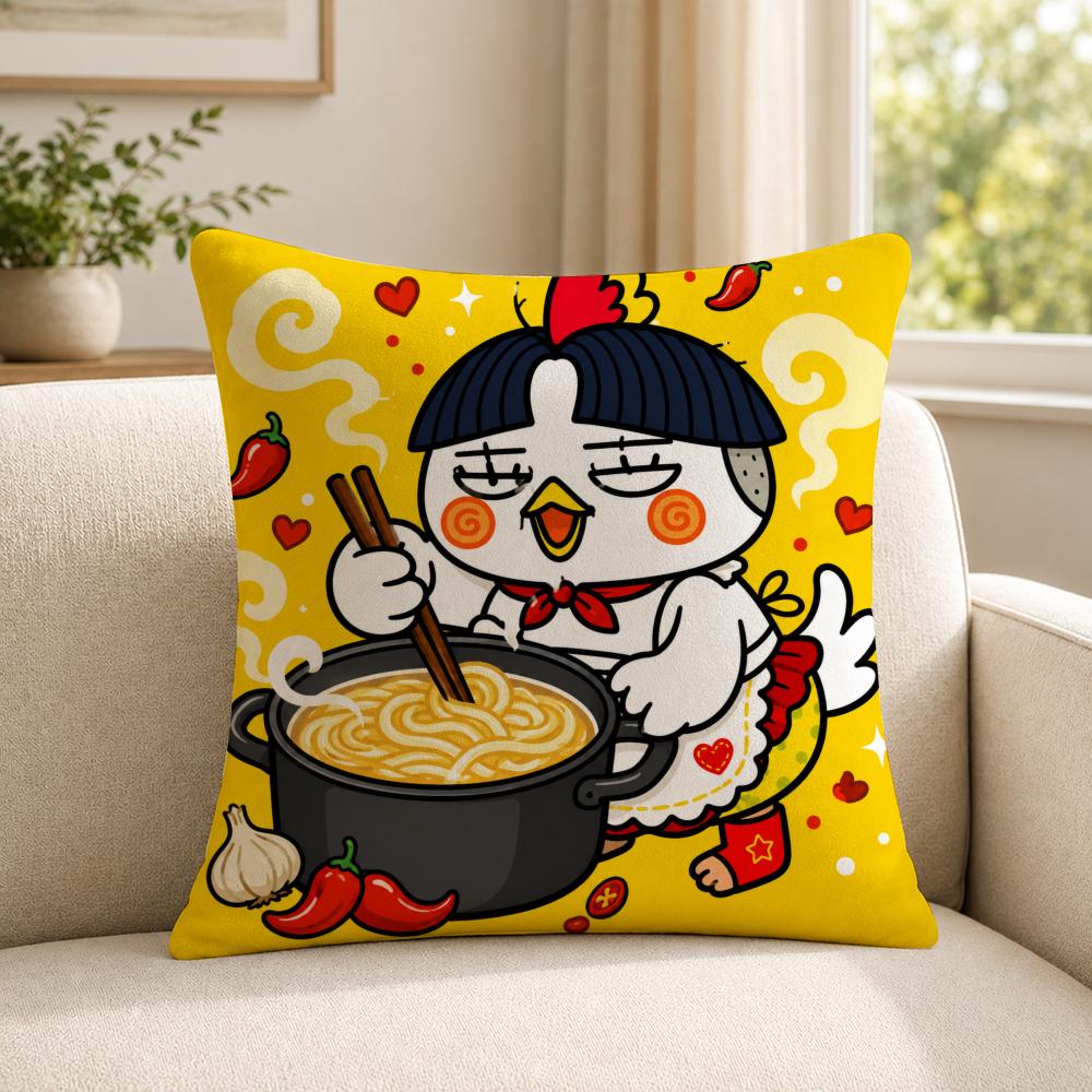 Food SSamyang BBuldak Cushion Cover Soft Short Plush SkinFriendly Cushion Case for MultiScene Use