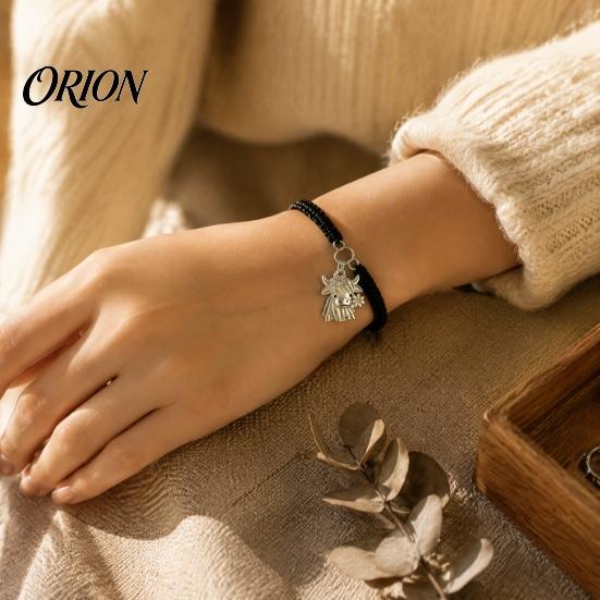 Small Animal Themed Gifts Cute Highland Cow Bracelet for Women, Metal Charm Adjustable Woven Rope Wristband with Card, Handmade Braided String