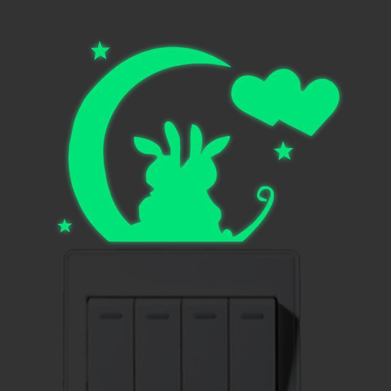 Luminous Five-Pointed Star Wall Stickers for Bedroom and Living Room, Creative Fluorescent Switch Animal Decals.