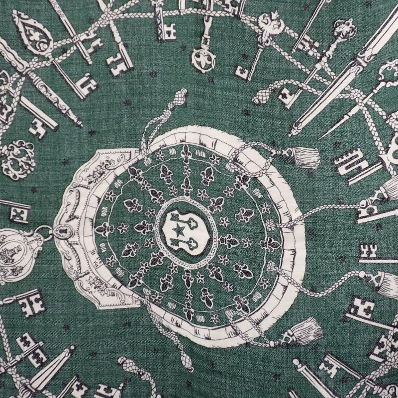HERMES   scarf green cashmere/silk Women