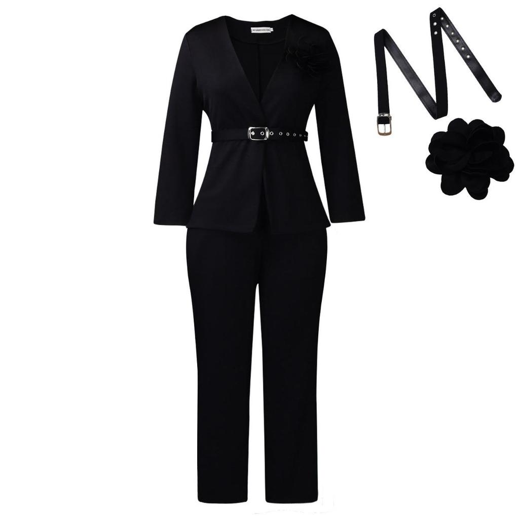 Autumn Winter New Women's Solid Color Fashion Blazer & Pants Two-Piece Set African Outfit D3343
