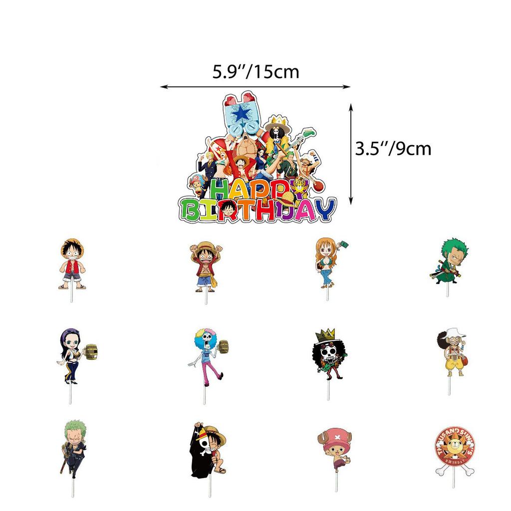 Cartoon ONE PIECE Luffy Theme Party Supplies Balloons Flags Cake Decorations Household Goods