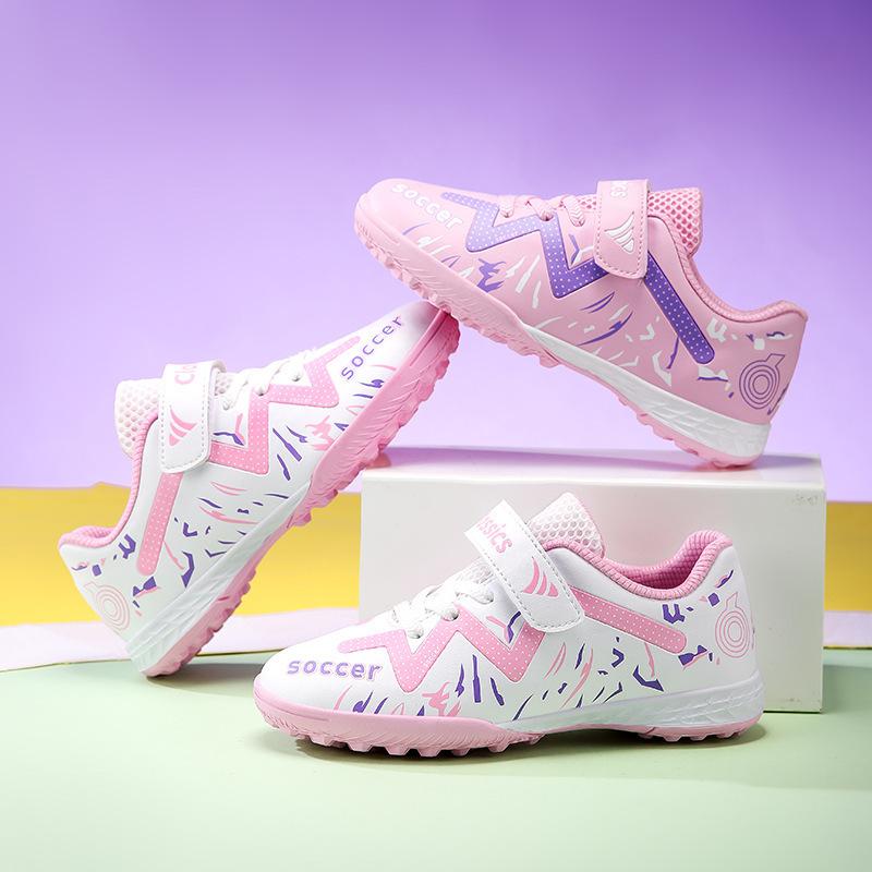 New Girls Velcro Football Shoes Girls Broken Nails Primary and Secondary School Students Training Competition Lightweight Sports Shoes