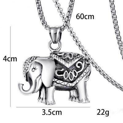 Necklace for Men Retro Skull Elephant Shaped Pendant