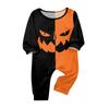 Family Matching Halloween Pajama Set with Round Neck Long Sleeve and Long Pants for Parent and Child