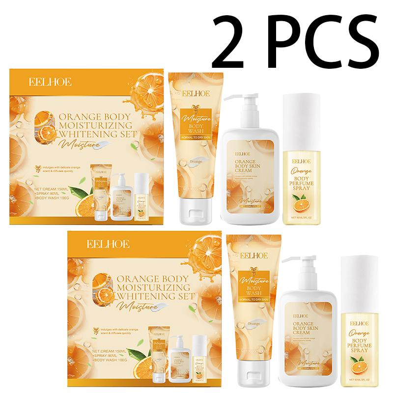 EELHOE Orange Body Moisturizing & Whitening Fragrance Gift Set Gentle Emollient Hydrating Moisturizing Skin Care Set