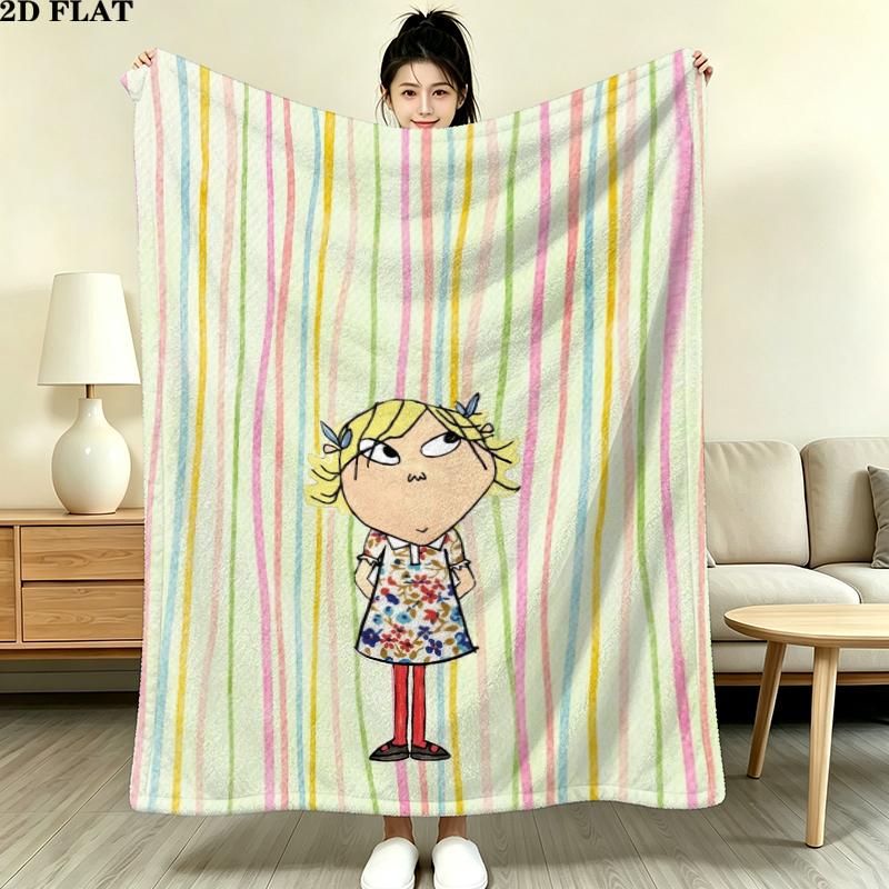 Charlie Lola Print Flannel Blanket, High Quality Comfortable for All Seasons, Home Decor, Warmth and Comfort, Perfect for Christmas Gifts