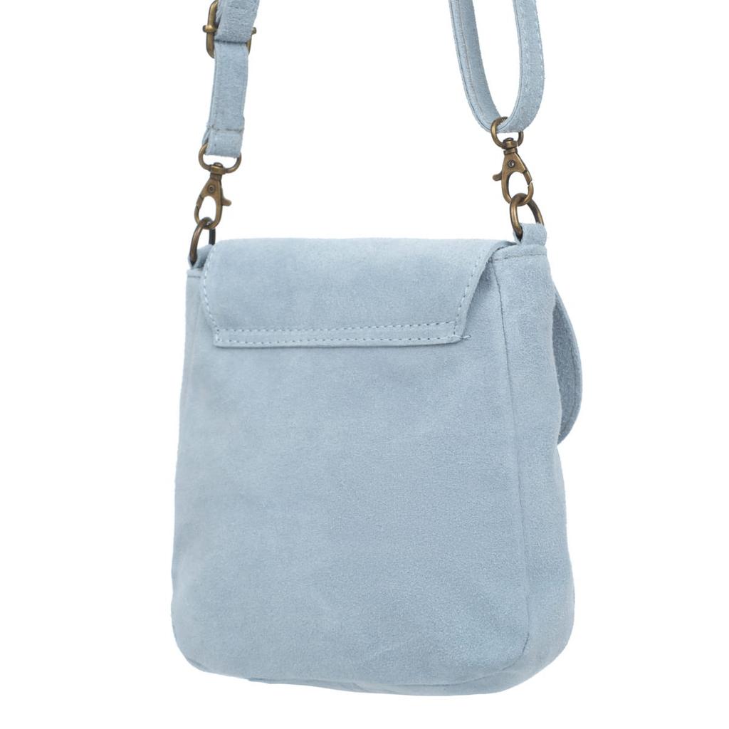 Blue Vera Pelle Vanita Suede Leather Handbag