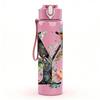 1PC Letter V Floral Monogram Art Print 750ml Color Plastic Sports Water Bottle Leakproof Flip Straw Lid Suitable for Sports Office Home Use