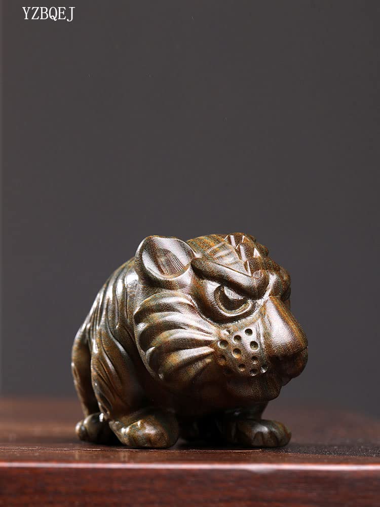 Miniature Tiger Wooden Zodiac Tiger Tiger Lucky Feng Feng Good Money Work Improve Wood Figurine Figurine, Carving, 7.7cm Figurine, Decoration, Charm,
