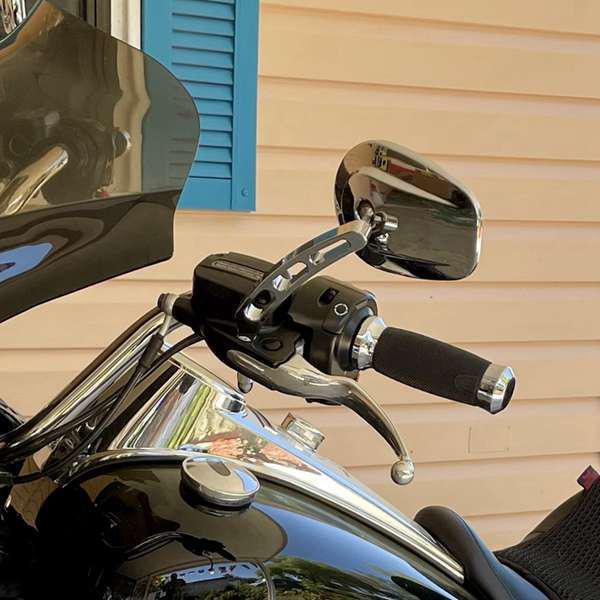 2 Silver Aluminum Rearview Mirrors for Harley D