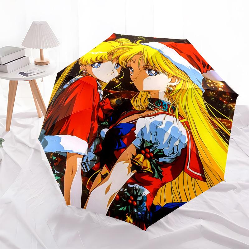 

1pc Christmas Sailor Moon Umbrella Auto Open Close Folding Design, 8-Bone Iron Frame Outdoor Umbrella, Perfect Gift for Fans, Travelers, Everyday Use.