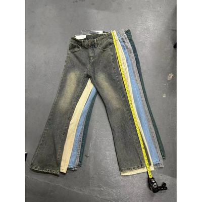 Men'S Pants, Men'S Autumn And Winter Lazy And Relaxed Feeling, Cigarette Ash Jeans With Velvet Straight Tube, Not Close Fitting, Slightly Flared