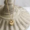 Personalized 18K Gold Plated Titanium Steel Heart Necklace with Beaded Edge