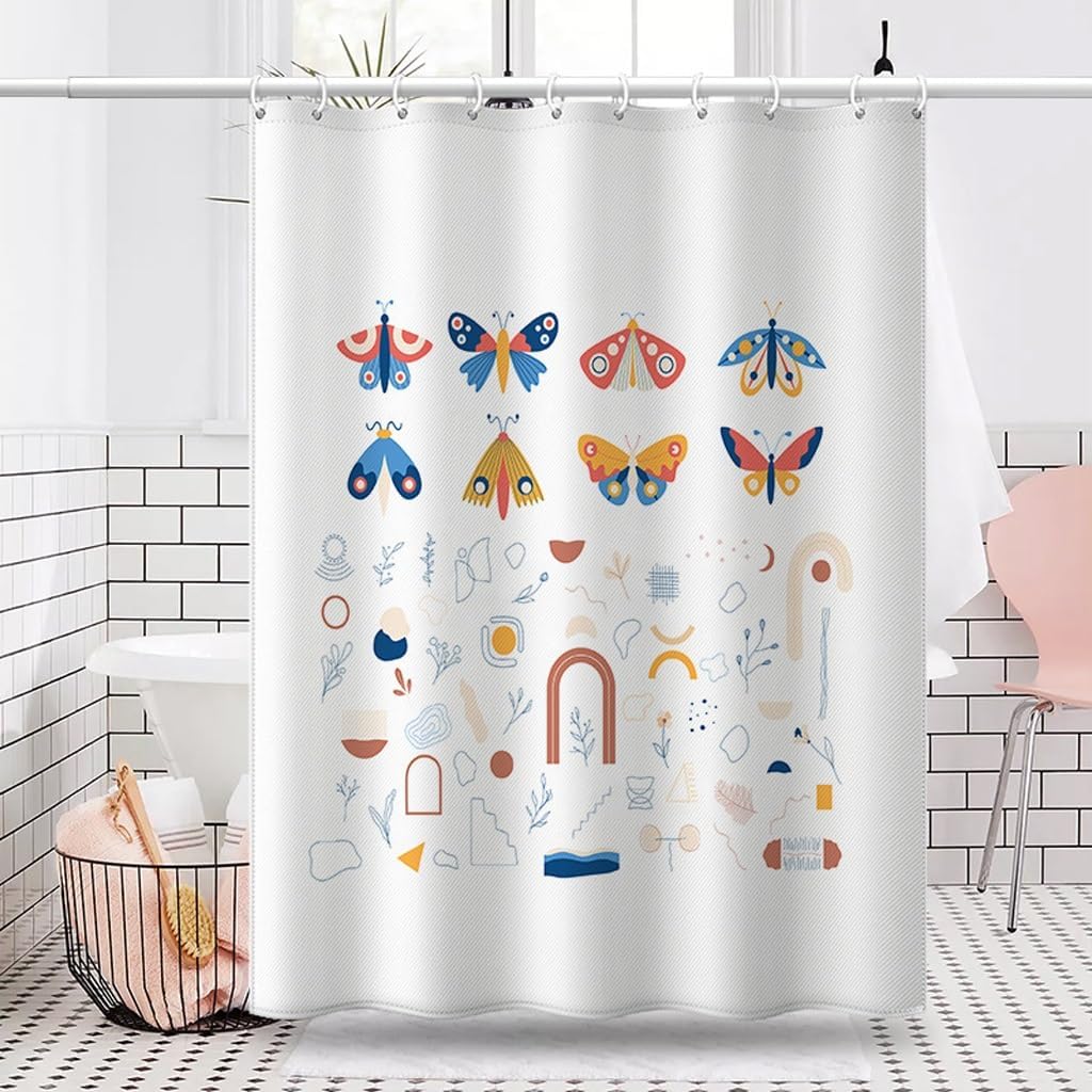 

1 Piece Shower Curtain Butterfly Pattern Shower Curtain Waterproof Shower Curtain Digital Print Door Curtain, Machine Washable W60H190(CM)-1 Pcs