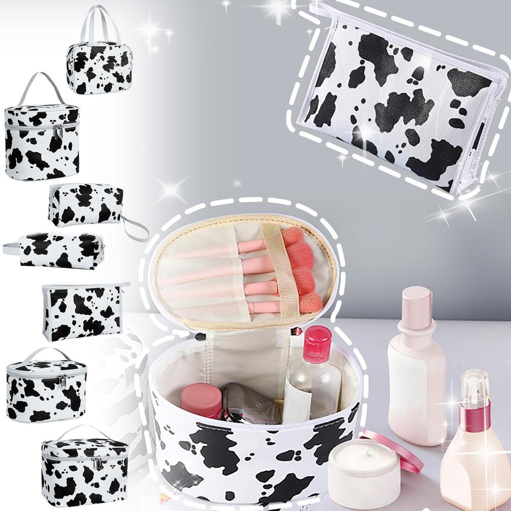 Aufbewahrungstasche mit Kuh-Print, Kosmetiktasche, Kosmetik-Aufbewahrungstasche, geeignet für Frauen und Mädchen