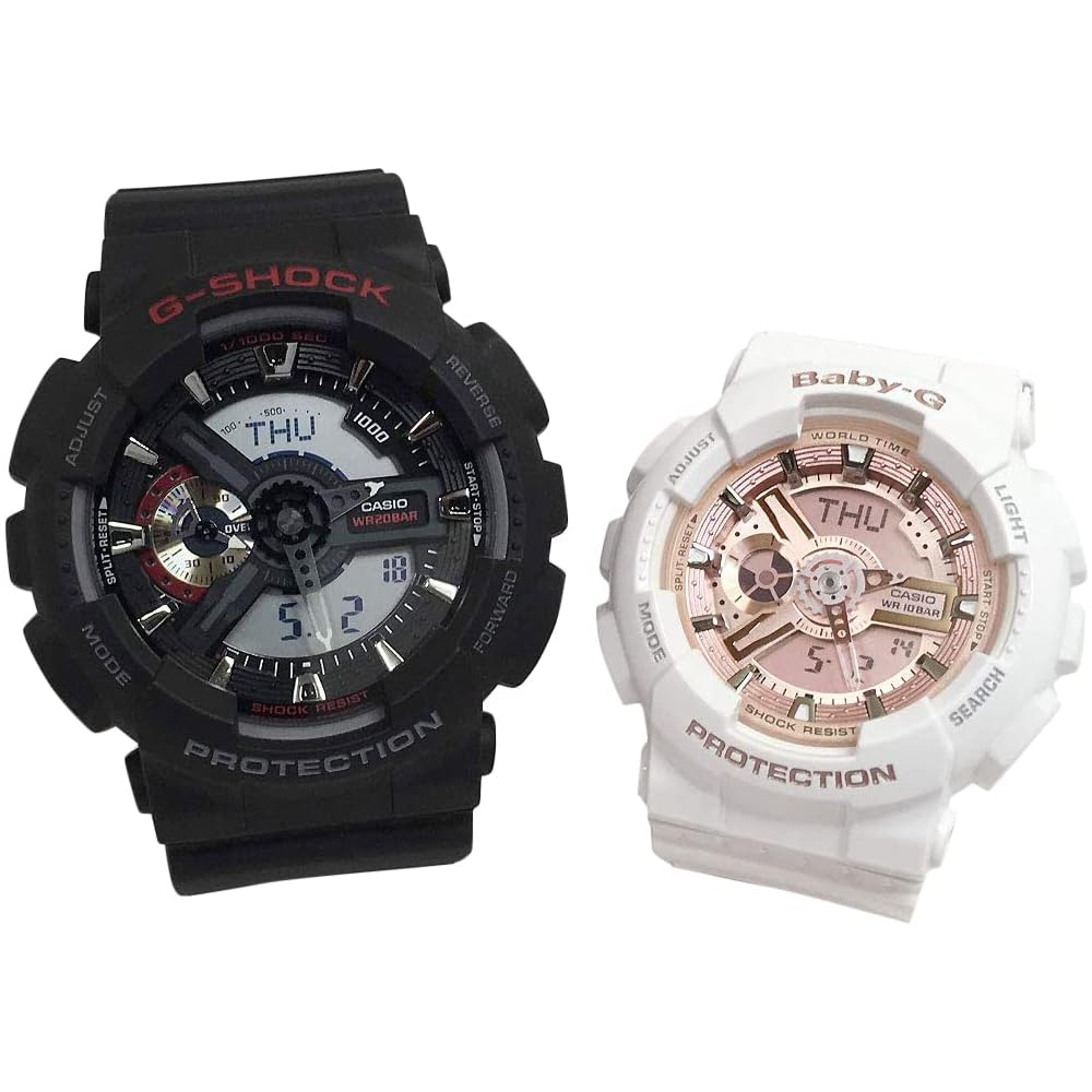 Casio G-Shock & Baby-G Couple Watch Set Analog-Digital Black & White with Original Pair Case GA-110-1AJF BA-110-7A1JF