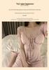 Women's Summer French Modal Nightgown with Built-in Bra, Short Sleeve, Thin, Sexy, Pure Desire Style, Wearable Outdoors
