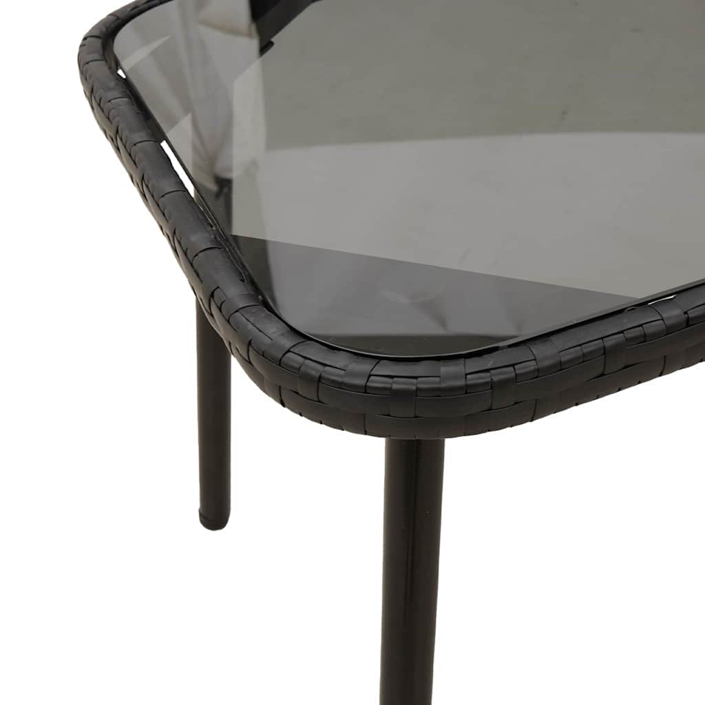 Outdoor Dining Set with Cushions 2 pcs Black Poly Rattan