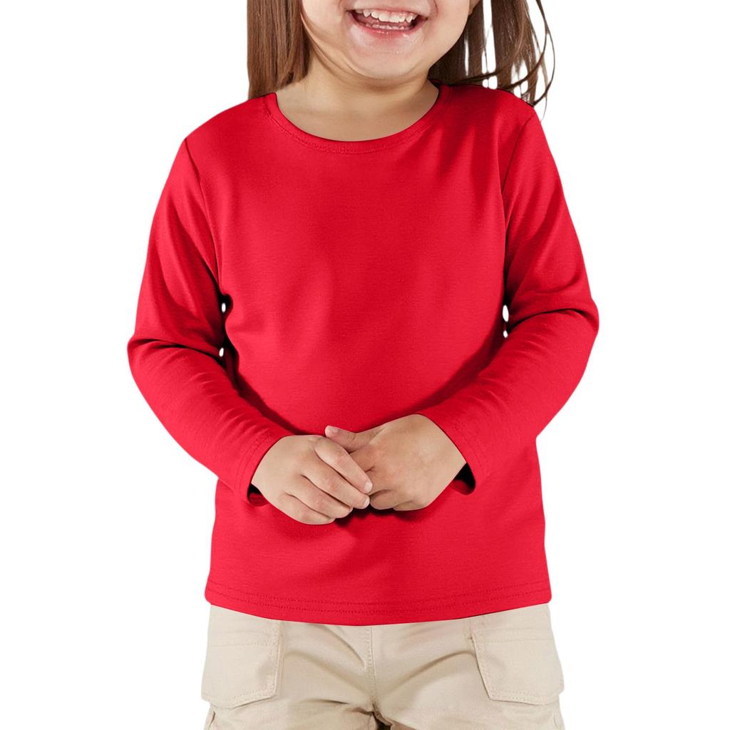 Boy And Girls Solid Color Long Sleeved T-shirt Round Neck Solid Color T-shirt
