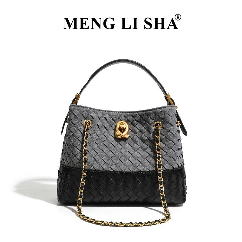 

Vintage high-end handwoven bag, matte suede shoulder bag, crossbody vegetable basket bag, portable bucket bag.