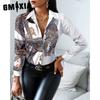 GMXIA Women's Fashion Casual Solid Color Print Long Sleeve POLO Neck Blouses & Shirts
