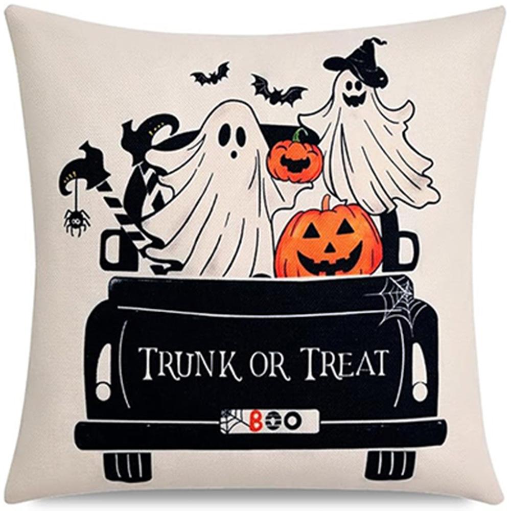 

Spooky Halloween Throw Pillows: Boo Y all, Let s Get Spooky, Trunk or Treat Designs Sofa cushion cover, gift 16x16Inch