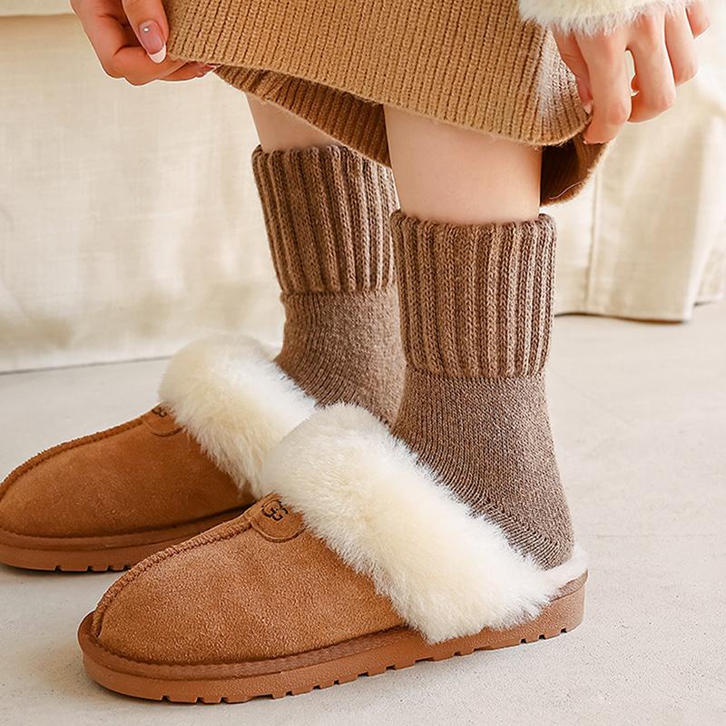 1 Par de Meias de Neve Para Mulheres Outono Inverno Meias Aconchegantes Espessas Quentes Meias de Chão Para Dormir Meias de Cor Sólida Femininas