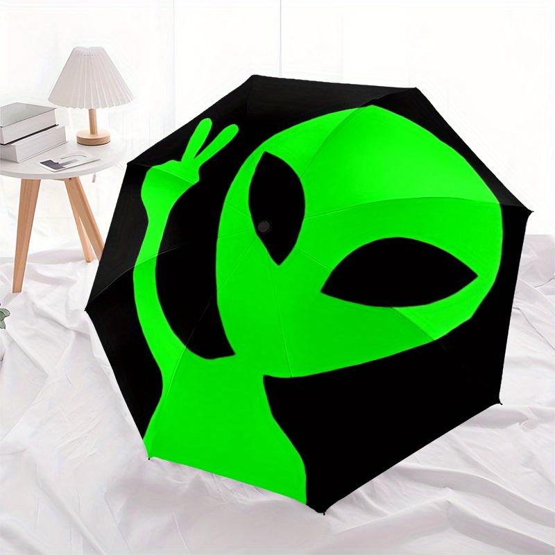 1pc Alien Peace Sign Automatic Open/Close Umbrella, Umbrella with cartoon Design, Portable Compact Umbrella for Men & Women, Good Holiday Gi