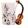 8.5oz Creative Music Mug Violin Style Guitar Ceramic Mug Coffee Tea Milk Stave Cups with Handle Coffee Mugs Novelty Gifts