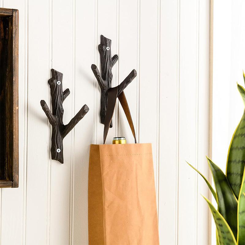 1PC Decor Artistic Branch Rustic Coat Rack Heavy-Duty American Multi-Functional Vintage Sturdy Wall-Mounted Space-Saving 19.3x10cm