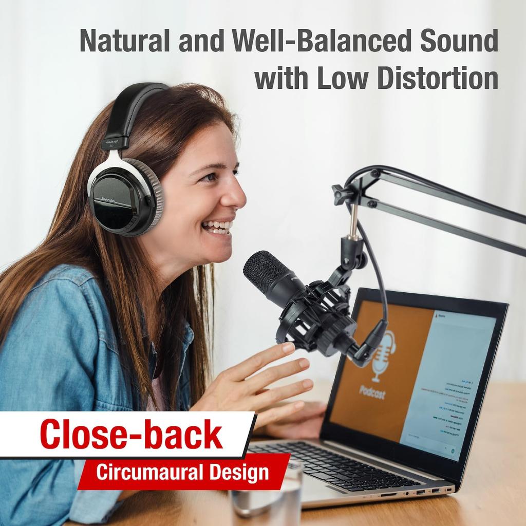 Superlux Closed-Back Professional Monitor Headphones, 150 Ohm Impedance Model HD660PRO
