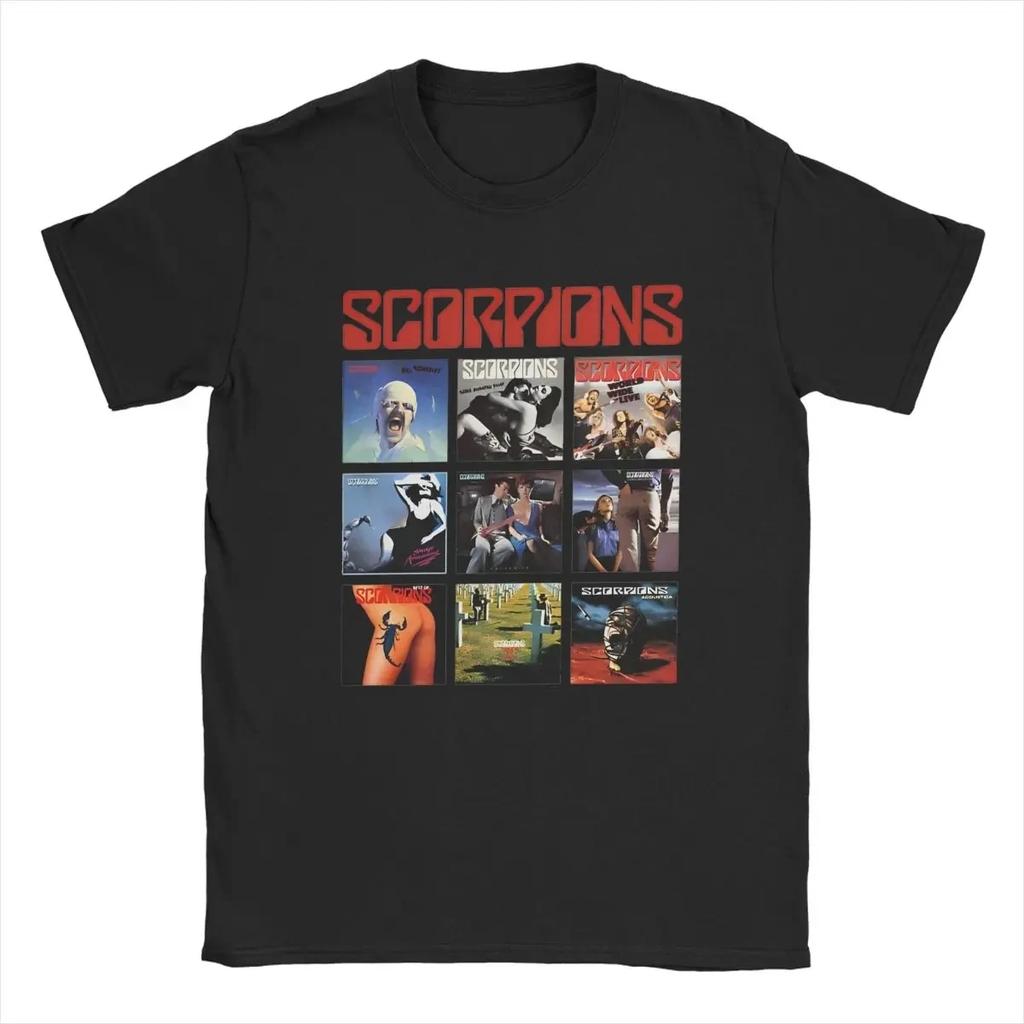 Men Scorpions Rock Band T Shirt Music Concert Tour Pure Cotton Merchandise Fashion Short Sleeve Crewneck Tee Unique TShirt