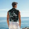 Men's Fashion Printed Sleeveless Lapel Button-Down Shirt Vest Top