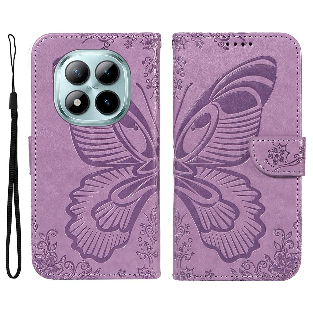 For Xiaomi Poco M8 Pro 5G/Redmi Note 15 Pro+ 5G (Global) Case Butterfly Pattern PU Leather Folio Flip Phone Cover -  Blue